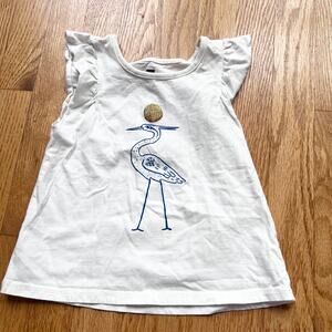 🍭6/$30 Tea Collection Girl's Summer White Graphic Tee with Blue Heron- 4